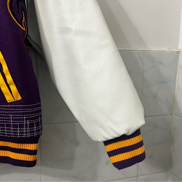 Brand X Los Angeles Reaper Banners Varsity Jacket Purple Streetwear Goth Wool M - Picture 4 of 15